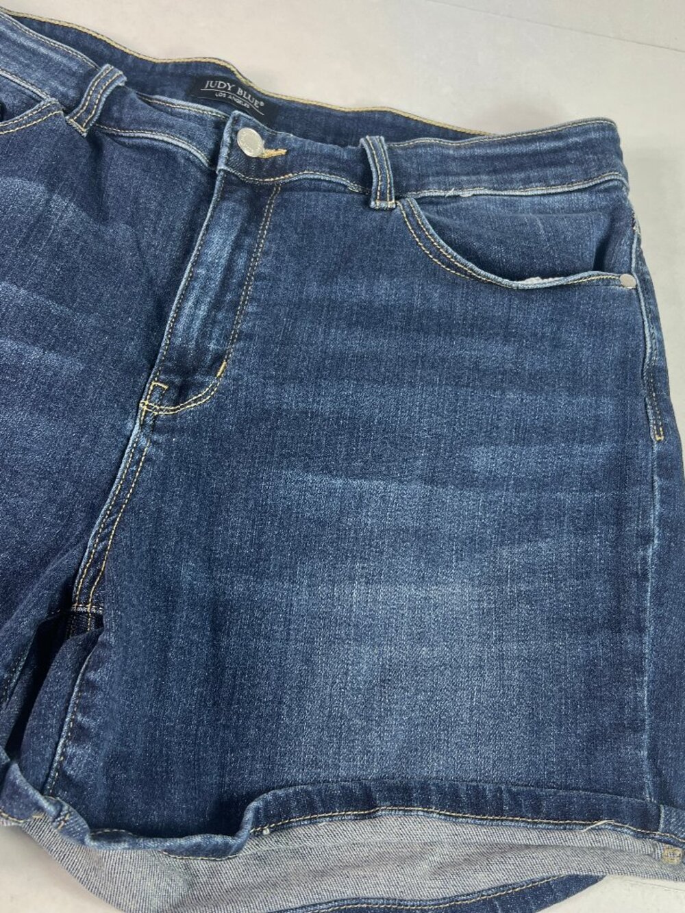 Judy Blue Jean Short Women Plus 35* High Rise Blue Stretch Denim Jorts Tag 2XL - Picture 3 of 15
